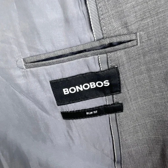 Bonobos Slim Fit Blazer Men's 42R Grey Wool Blend Suit Jacket Modern Business